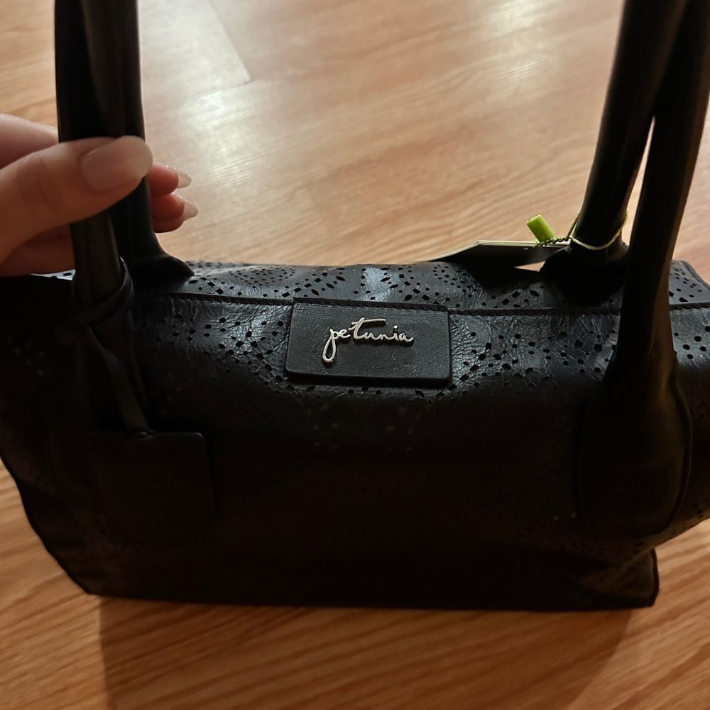 Petunia Pickle Bottom Black Perforated Tote Satchel